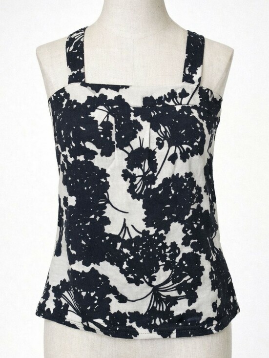 Anthropologie Tops - Anthropologie ELWOOD Black Off‑White Floral Cotton Camisole Top Sleeveless XS